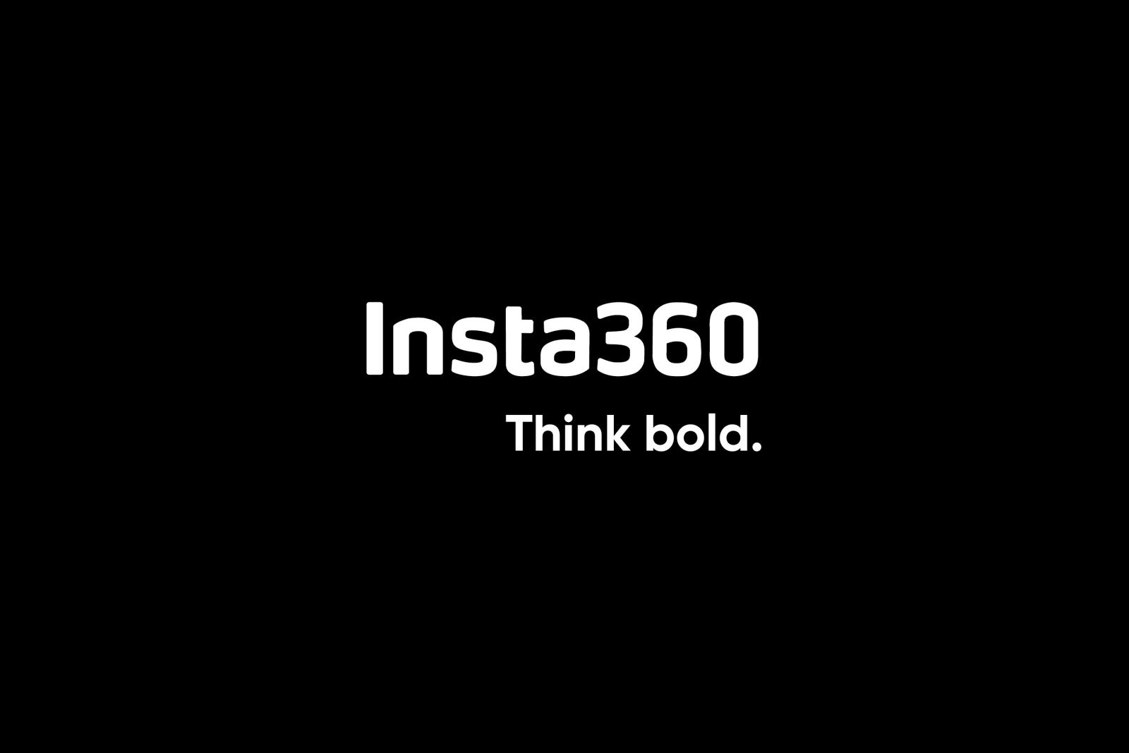 Insta360 logo with the slogan "Think bold." on a black background.